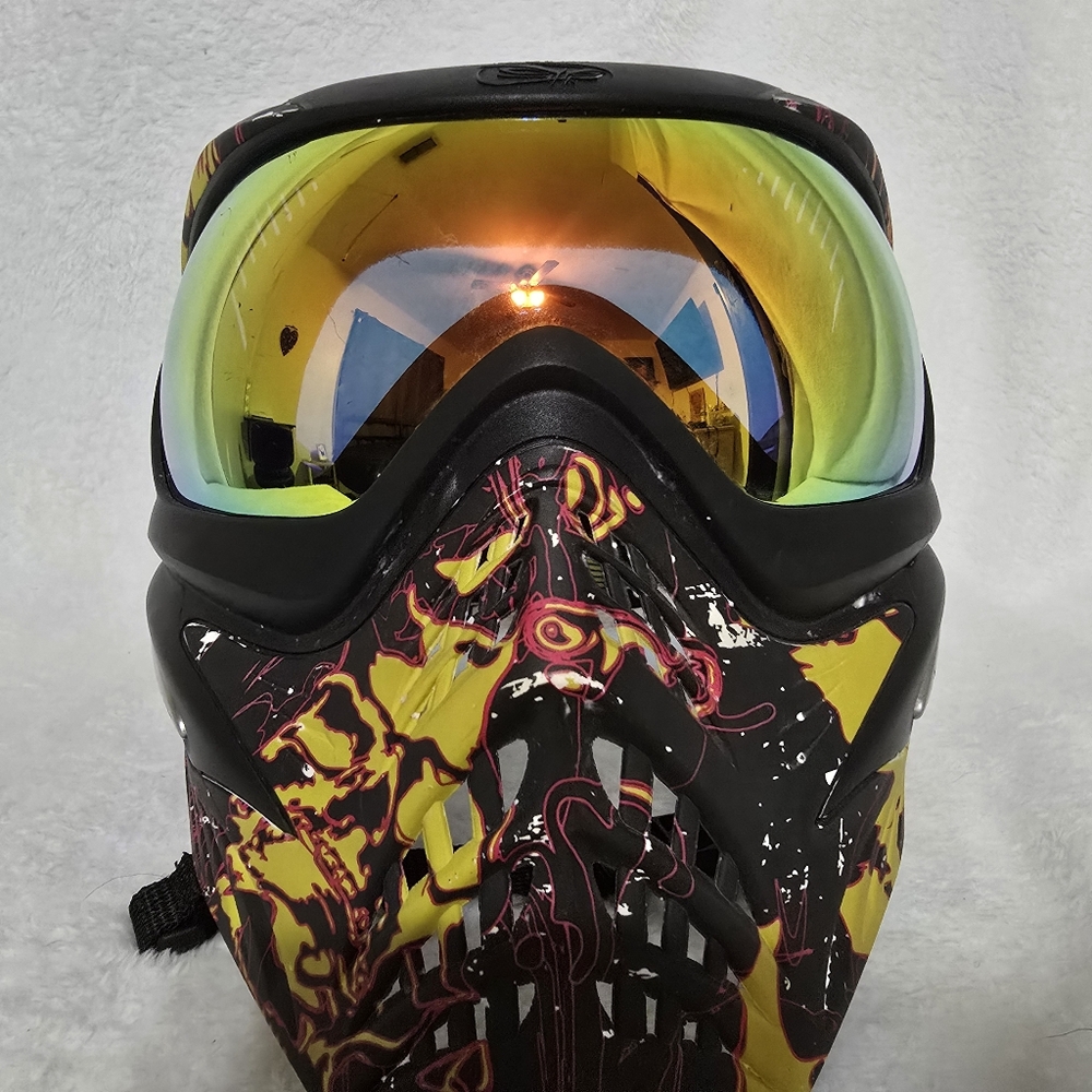V-Force Grill Paintball Mask Orange Yellow Black With Normal Wear Used - Picture 12 of 16